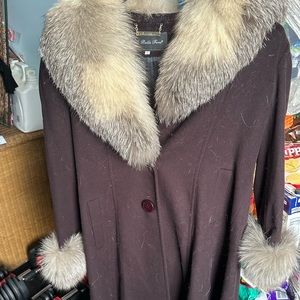 Brand new with tags Cashmere fox trim coat